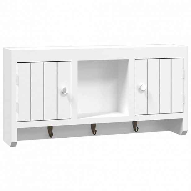vidaXL Skříňka na klíče bílá 40 x 8,5 x 20 cm kompozitní dřevo a ocel