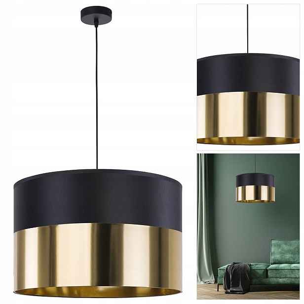 Závěsná zlatá Londýn nastavitelná s vyřezávanou formou v obývacím pokoji Tk Lighting