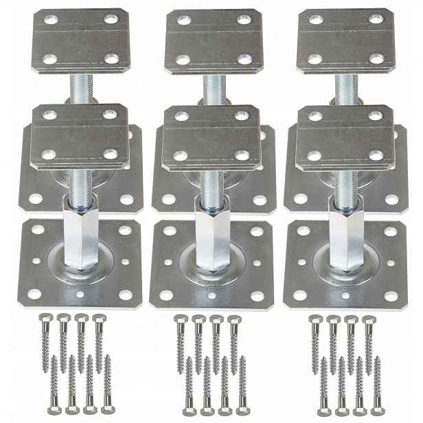 6X Základna Držák Sloupku 110x80 Kotvící Kolík Vertikálně Nastavitelná 90-160MM Pl