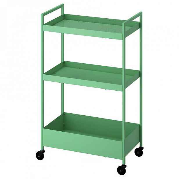Ikea Nissafors Kočárek, světle zelený, 50.5x30x83 cm, bar na kolečkách