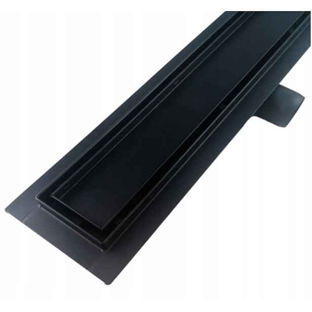 Lineární odtok 110 cm nízký 52 mm pro vložení dlaždice Černý 2v1