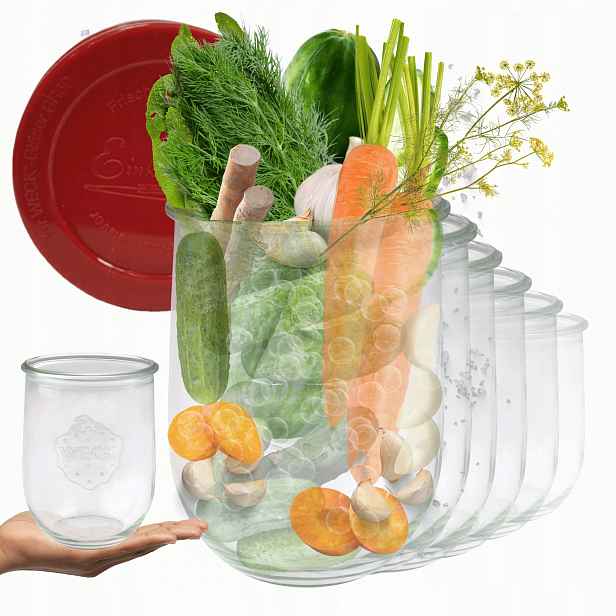 Sklenice Weck 1 l na tekutiny Tulip sklenice vzduchotěsné silikonové víko 6 Ks 1062 ml