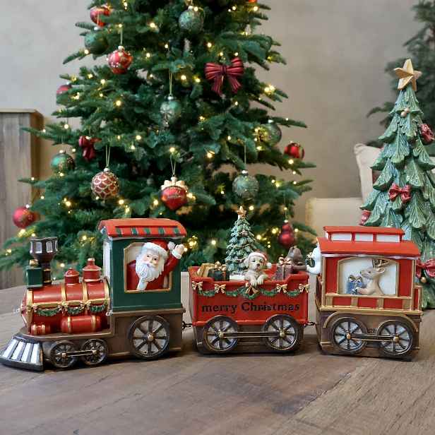 Vánoční vláček Noël se 2 vagóny a LED světýlky – 37*8*12 cm / 6xAA Chic Antique