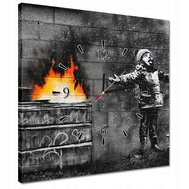 Hodiny 40x40 Banksy Sníh Smog