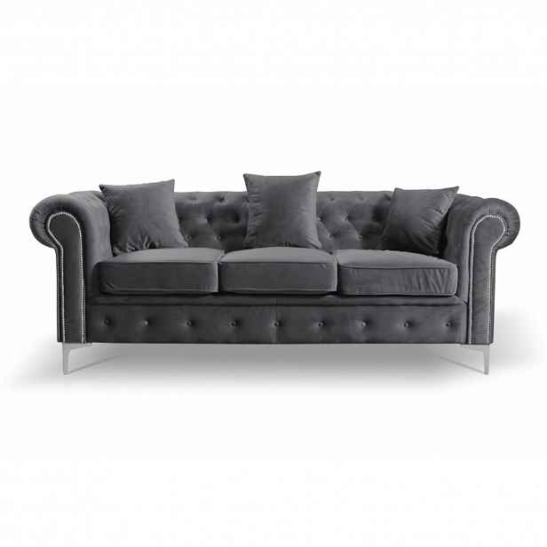 Pohovka Roma Chesterfield III Světle šedá