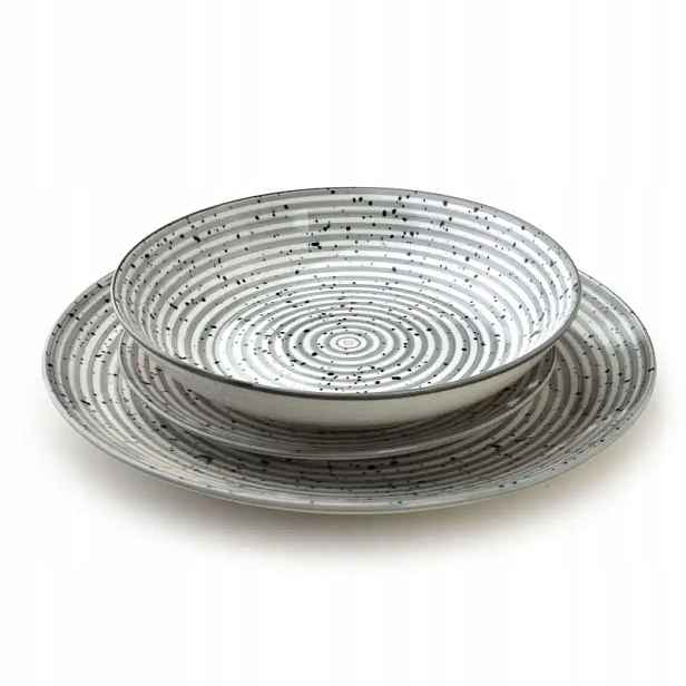 Porcelánový jídelní set pro 6 osob, šedý