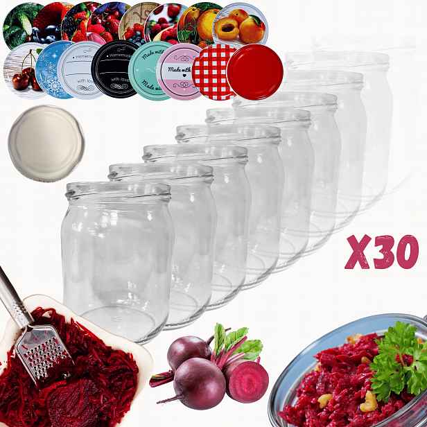 Sklenice 540 ml 30 Kompletů s Víkem sklenice na paštiku džemy malty 82 mm