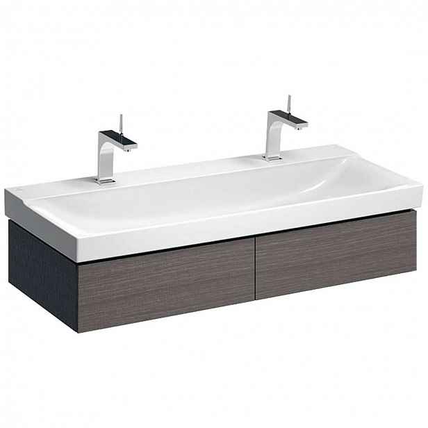 Geberit Xeno 2 - Skříňka pod umyvadlo 120 cm, s LED svítidlem, 2 zásuvky, šedá 500.517.43.1