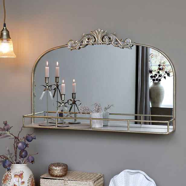 Mosazné antik nástěnné zrcadlo Corinne - 85*56*16 cm Chic Antique
