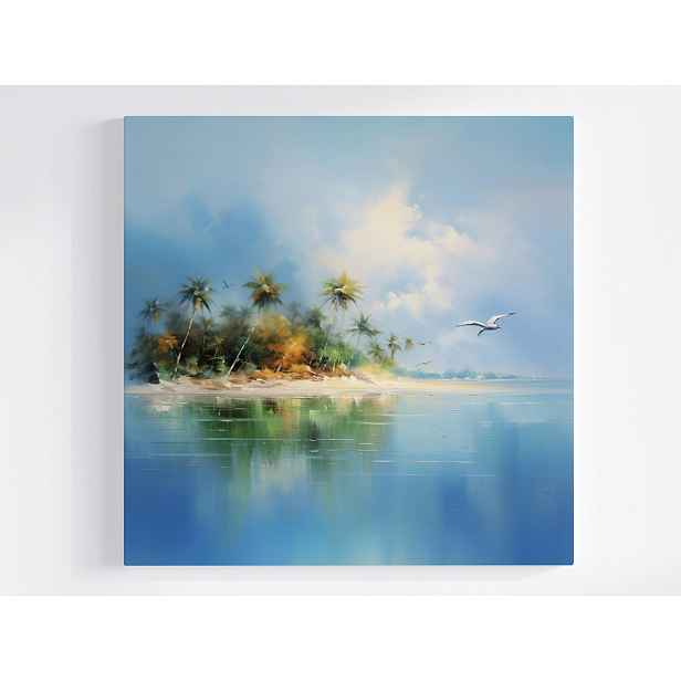 Obraz Na Plátně Canvas Krajina Moře Oceán Ostrov Pláž Palmy Mewa 50x50