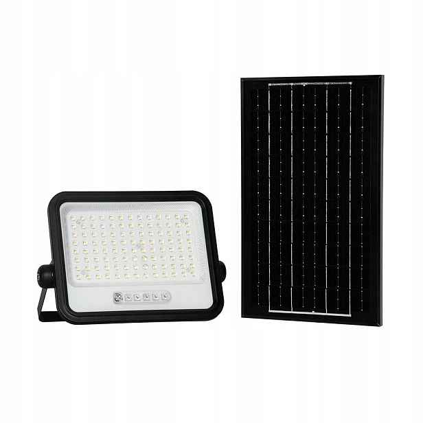 V-tac Solární Led zářič 12W Cct dálkový ovladač auto časovač IP65 černý VT-204W