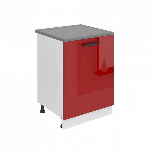 B BELINI GROUP KUCHYŇSKÁ SPODNÍ SKŘÍŇKA 60 cm SD s pracovní deskou, 1 dvířka, Červená lesklá