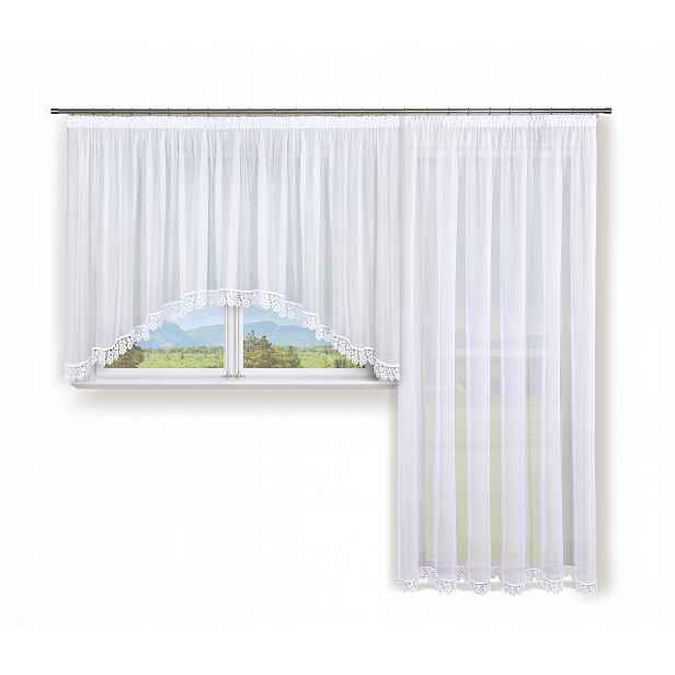 Komplet, sada záclon z voálu, Okno S Balkonem rovné 300x240 oblouk 400x140