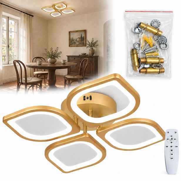 stropní svítidlo Led 56 W zlatá stropní svítidlo 51 cm dálkový ovladač, stmívatelná, 3 barvy