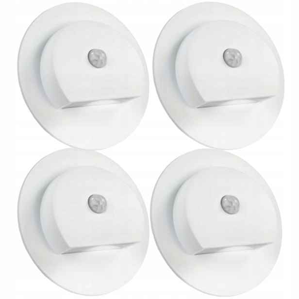 4X Bílá Led Schodišťová Lampa S Schodišťovým Osvětlením, Senzor Pohybu Soumraku