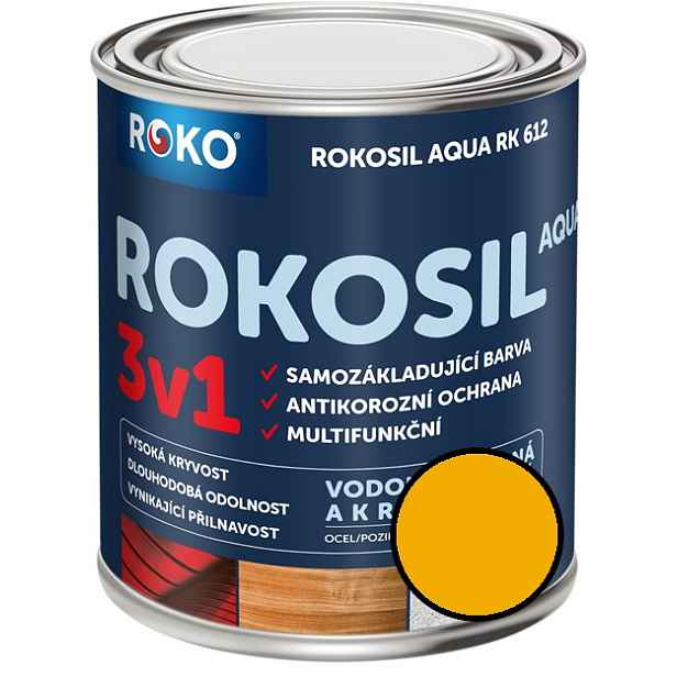 Barva samozákladující Rokosil Aqua 3v1 RK 612 6200 žlutá světlá, 3 l