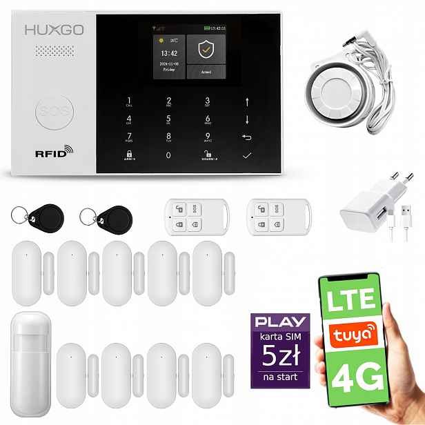 Bezdrátový alarm WiFi Gsm 4G, Tuya alarmová sada Huxgo HXA005 D9PS