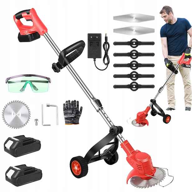 Aku Strunová Sekačka, Vyžínač pro Trávy 850 W s odnímatelnými kolečky 3v1 Zahrada