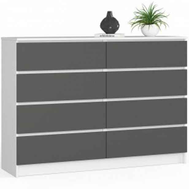 Komoda K160 8SZ - bílá/grafit