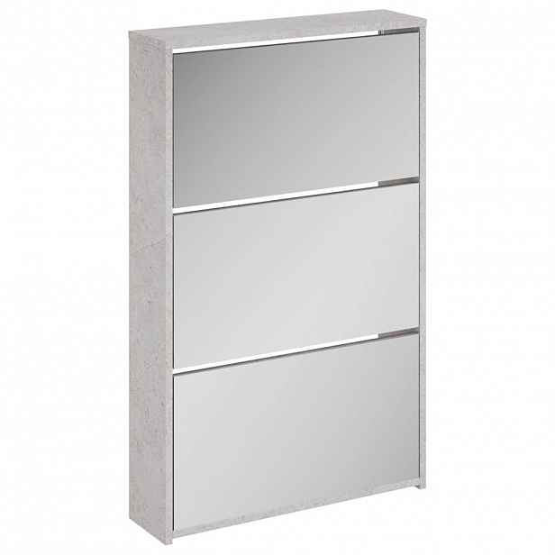 vidaXL Botník se zrcadlem 3patrový betonově šedá 63x17x102,5 cm