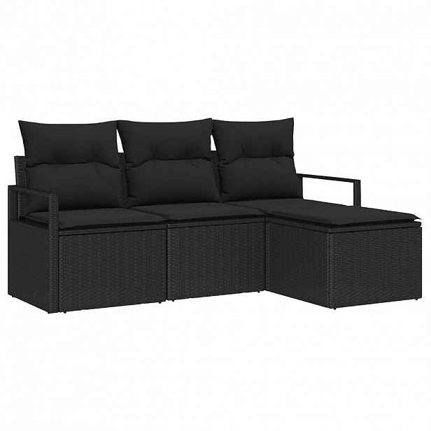 vidaXL Set pohovek 4 ks Černá polyratan
