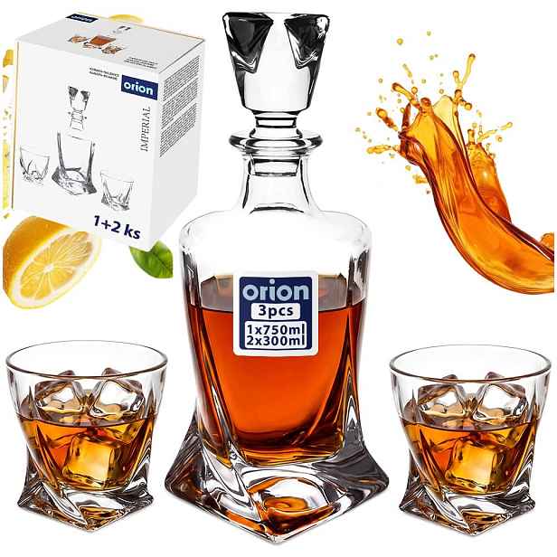 Sada na Whisky drinky dárková karafa sklenice jako dárek 3ks