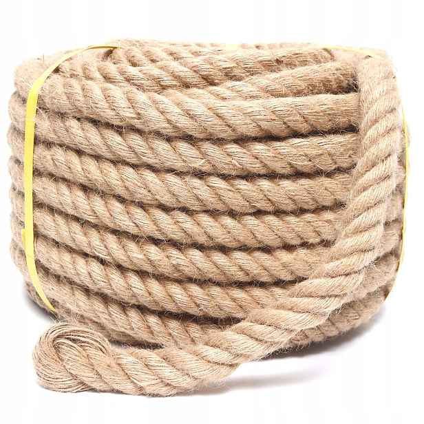 Jutové lano 50 mm x 10 m. Přírodní, třížilové. Dům, zahrada, ruční práce!