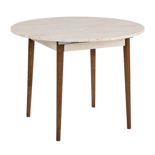 Kalune Design Jídelní rozkládací stůl Viona 100/131 cm travertin/ořech barokní