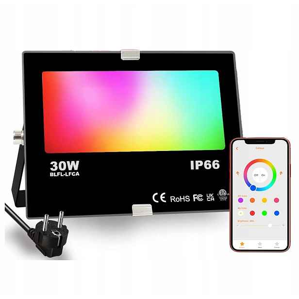 Rgb venkovní Reflektor IP66 osvětlení 30W barevný ovládaný aplikací