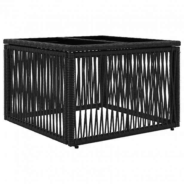 vidaXL Zahradní stůl Černá 55 x 55 x 37 cm PE ratan a sklo