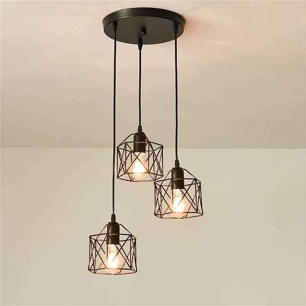 Závěsné svítidlo 3bodové stropní svítidlo E27 černá klec loft 150 cm Comely