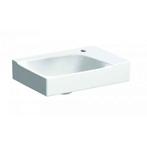 Geberit Xeno 2 - Umývátko 40x28 cm, otvor pro baterii vpravo, bez přepadu, s KeraTect, bílá 500.529.01.1