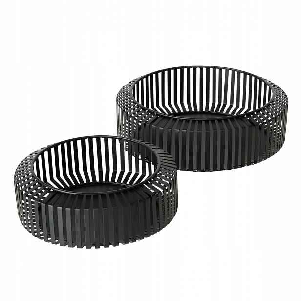 Misky Ozdobné Kovové Kulaté Košíky Černé Viki Sada 2 Ks Průměr 24-30 CM
