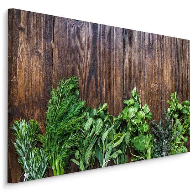 Moderní obraz na plátně do kuchyně Čerstvé Bylinky Na Dřevě Varianta: 40x30