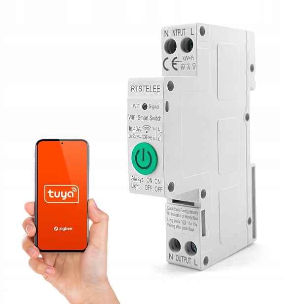 Relé Vypínač Ovladač Tuya Zigbee 40A Din Měření