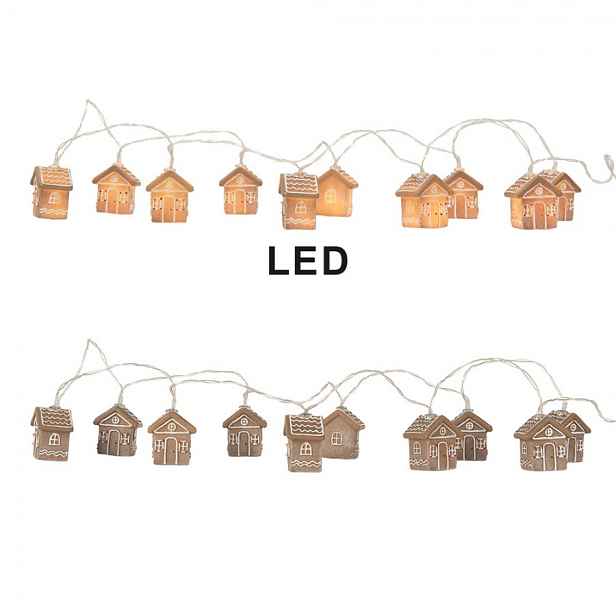 Vánoční LED řetěz s 10ti perníkovými chaloupkami - 150 cm / 2*AA Clayre & Eef