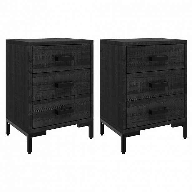 vidaXL Noční stolky 2 ks černé 40x30x55 cm masivní borové dřevo