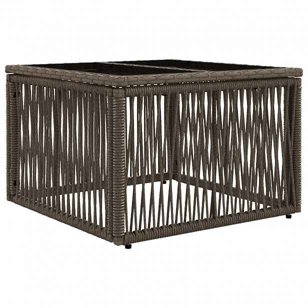 vidaXL Zahradní stůl Šedá a černá 55 x 55 x 37 cm PE ratan a sklo