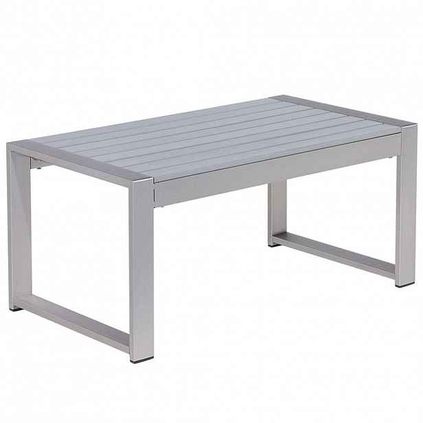 Beliani ZAHRADNÍ Konferenční stolek Hliník světle šedý 90/50 cm Salerno