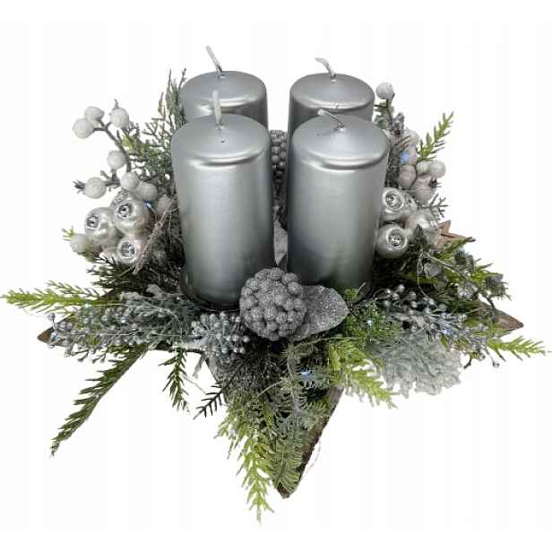 Dekorace vánoční adventní Led stříbrný