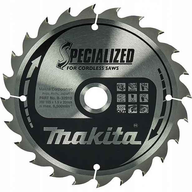 Řezací kotouč na dřevo 165/20/1,5 mm, 24 zubů, Specialized Makita [B-32910]