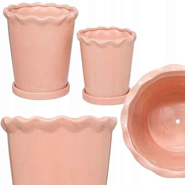 Set 2 Keramických Květináčů boho Květináčky Na Květiny Zahrada Terasa růžová