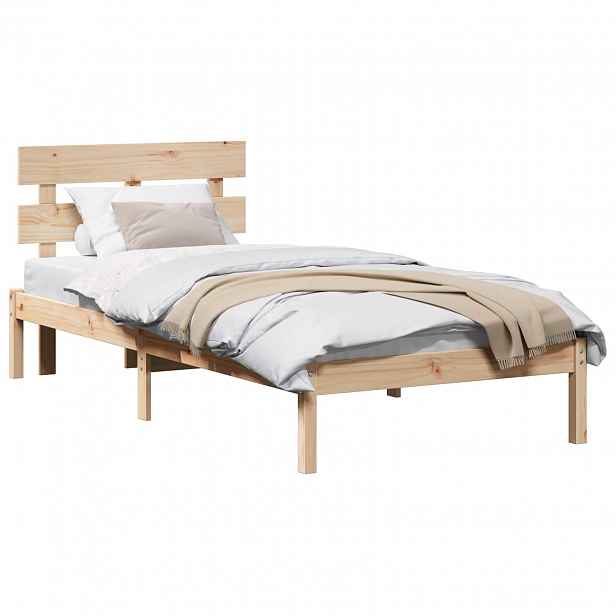 vidaXL Rám postele s čelo Hnědá 90 x 190 cm Masivní borové dřevo