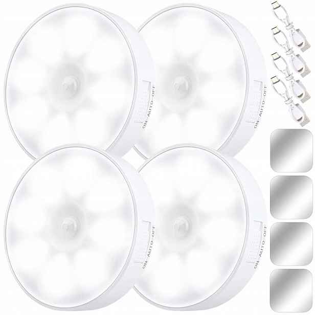 4x Bezdrátová Noční Lampa Led Lampa 3000K Usb S Pohybovým Senzorem Magnet