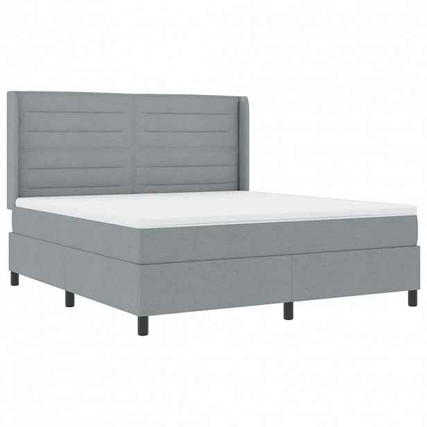 vidaXL LED box pružinová postel s čelo Světle šedá 180 x 200 cm textil