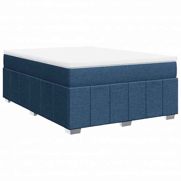 vidaXL Box spring postel s matrací modrá 160x200 cm textil