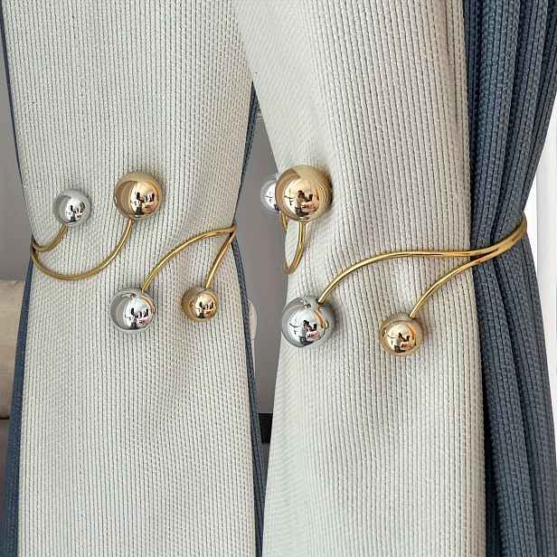 TEMU 2ks Vintage Kovové Závěsné Držáky - Elegantní Metalové Držáky pro Dekoraci Ložnice & Obývacího Pokoje