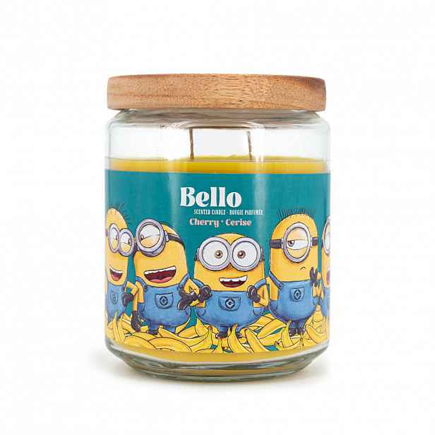 VONNÁ SVÍČKA Žlutá ve skle dřevěné víčko 510 g Bello