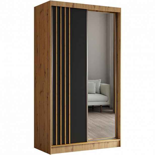 Beautysofa SKŘÍŇ s posuvnými dveřmi Nela 120/216/61 dub Artisan se zásuvkami