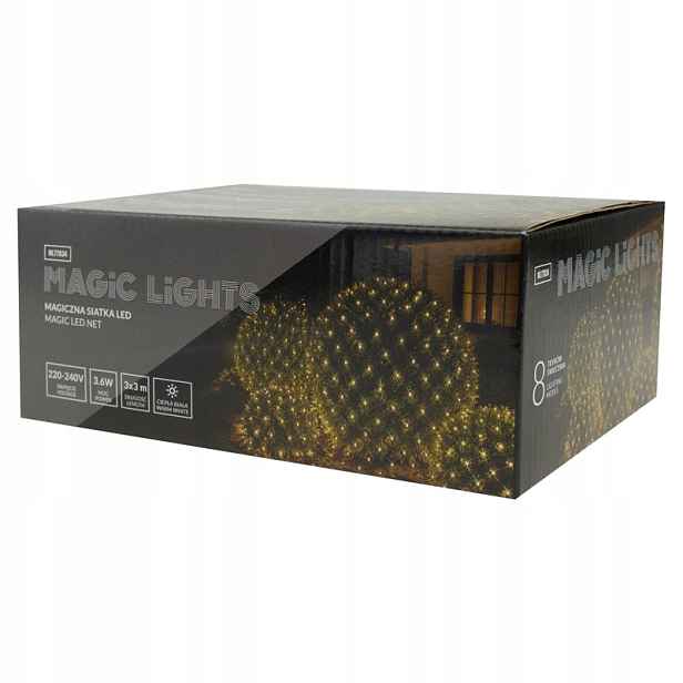 Ecolight světelná síť 3x3 m 240 Led 2700K IP44 8 režimů černá
